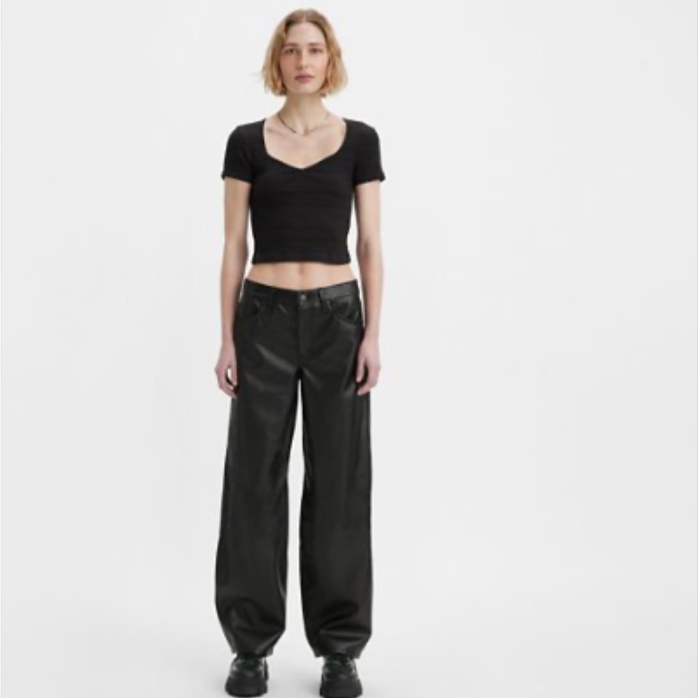 Levi’s Faux Leather Baggy Dad Jeans
